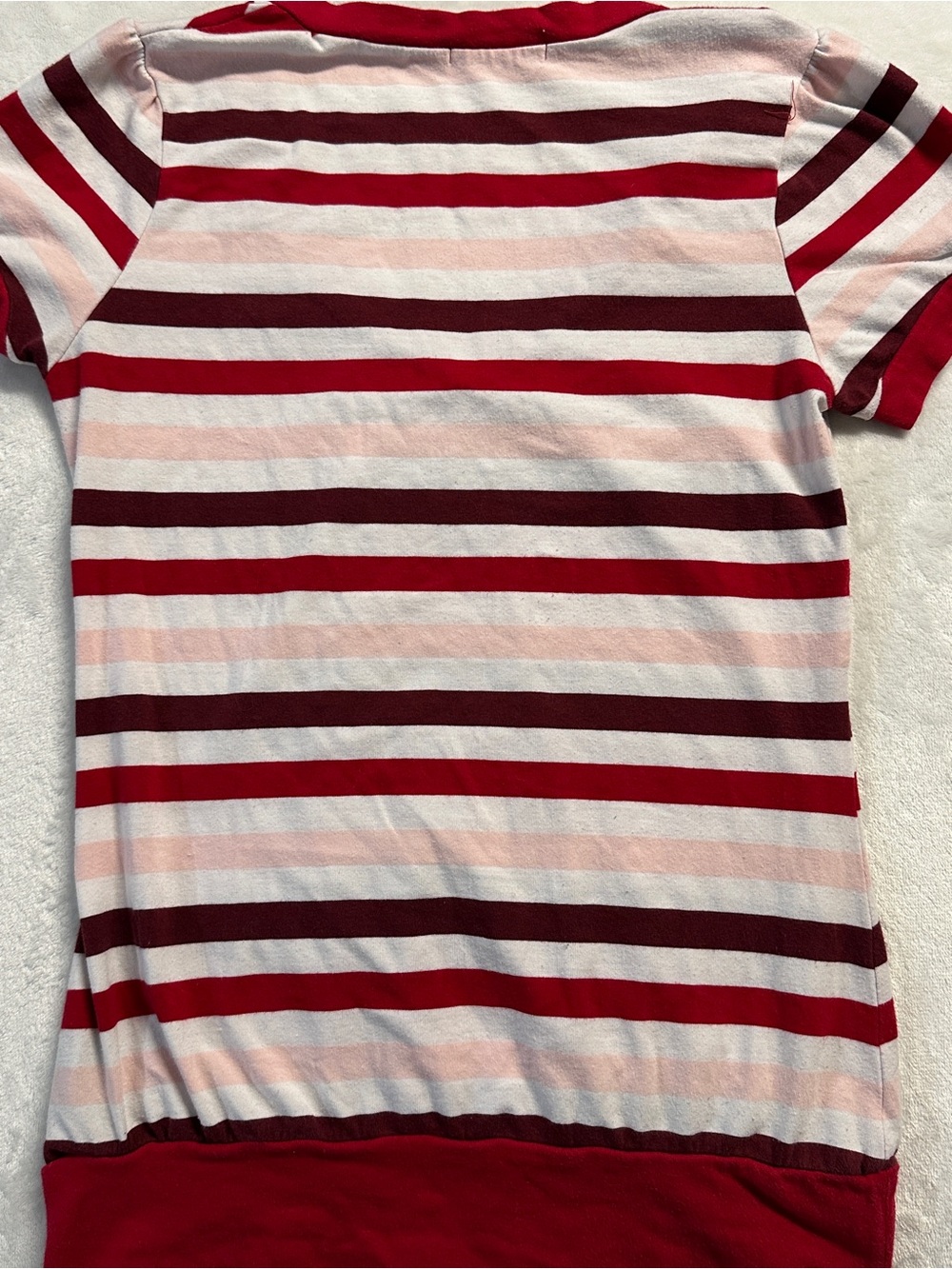 Y2K PRIMADONNA women's red white multi striped tee, M. - Picture 4 of 4